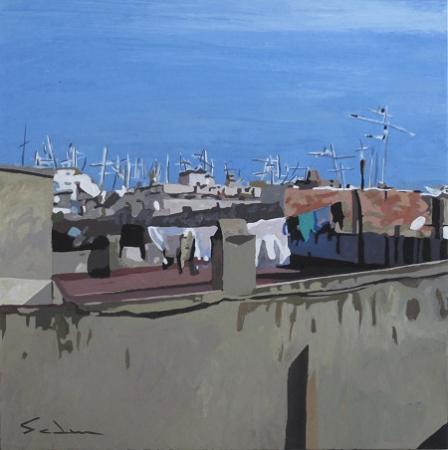 Jacques GODIN - 2016 Les toits de Barcelone (2) 26x26