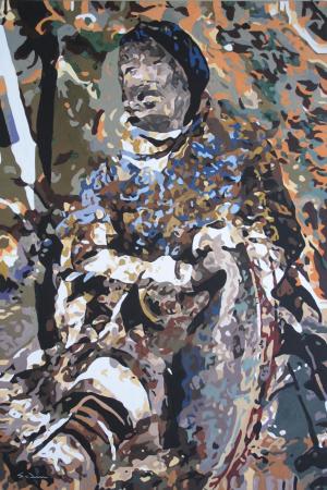 Jacques GODIN - 2020 Danse du tambour, gouache sur papier, 60 x 40 cm